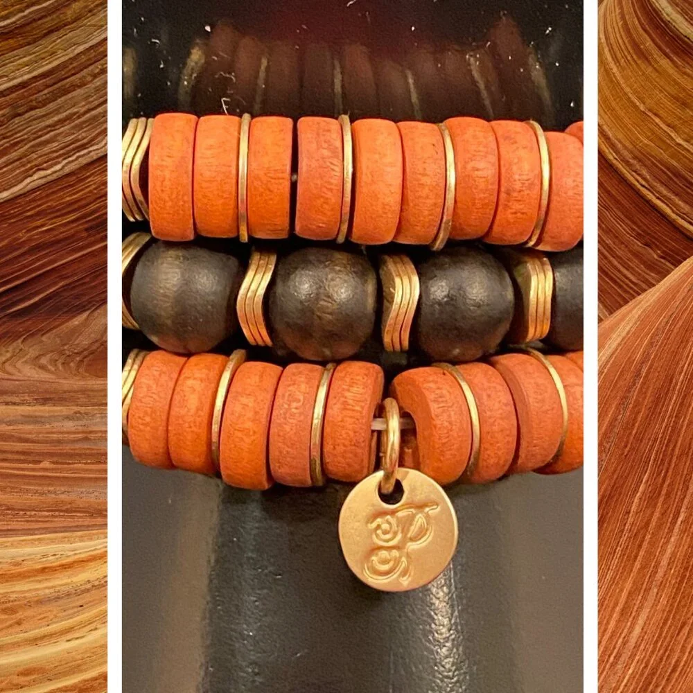 NEW, NEVER WORN Set of Plunder Wood Bead bracelets